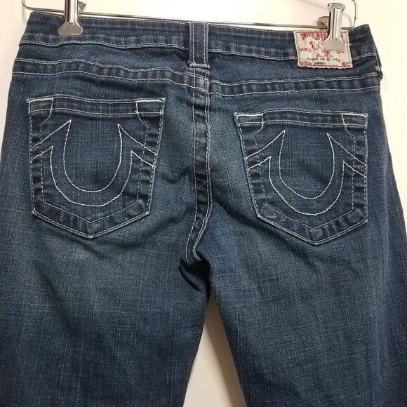 True Religion Johnny Jeans Womens Size 28 Low Rise Straight Leg Blue 10-502TS - Picture 9 of 10